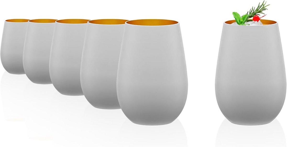 Waterglazen Set van 6 - Multifunctionele Kristallen Drinkglazen voor Water, Sap & Cocktails - Vaatwasserbestendig & Schokbestendig