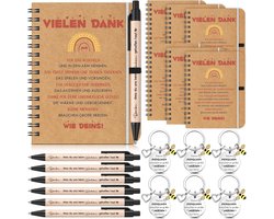 Set van 6 Dank-U Geschenken voor Educatoren en Docenten - Notitieboek, Balpen en Sleutelhanger