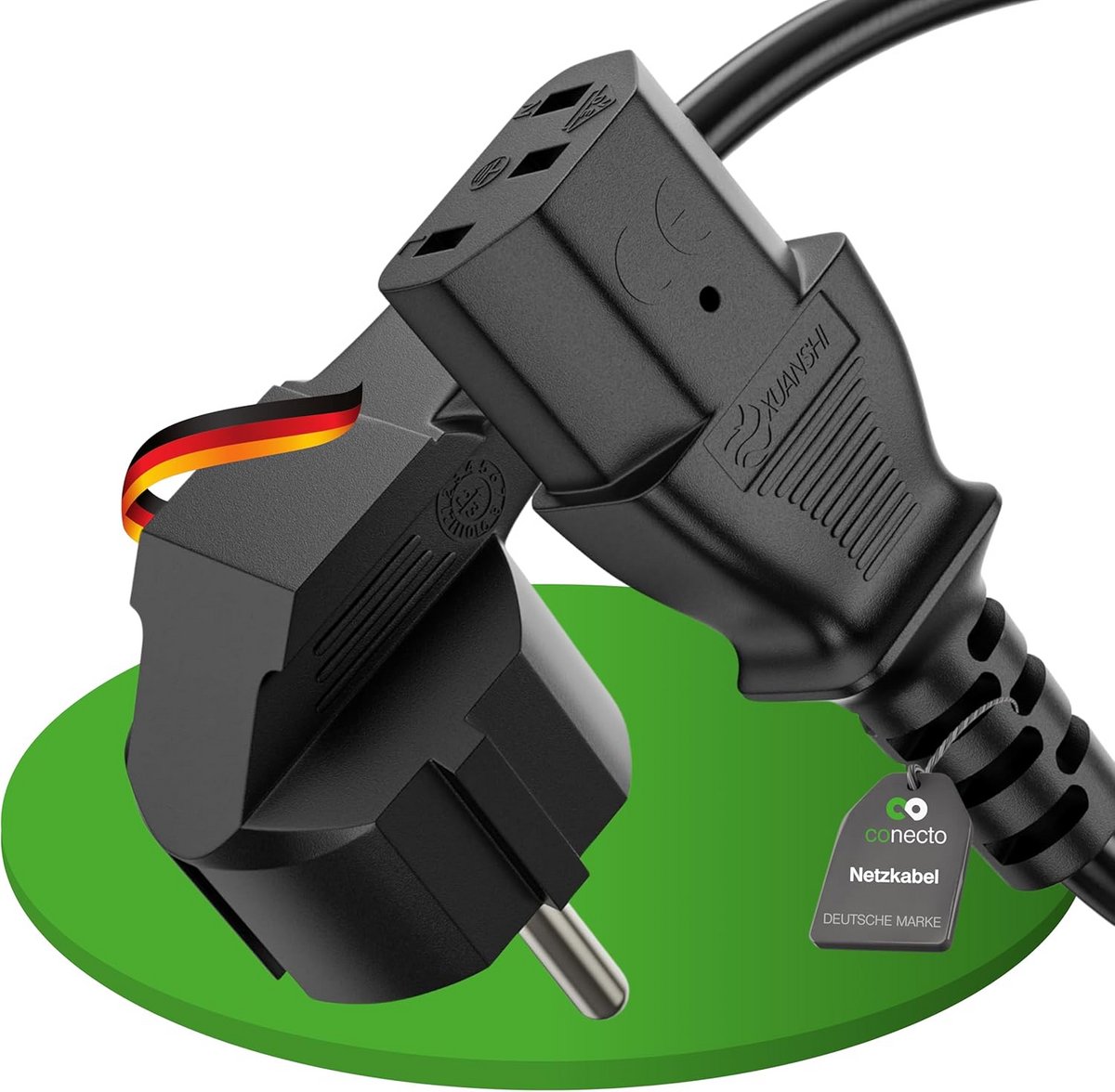 Geaarde Stroomkabel 90 Graden Stekker (C13) voor Elektrische Apparaten - 5 Meter Zwart