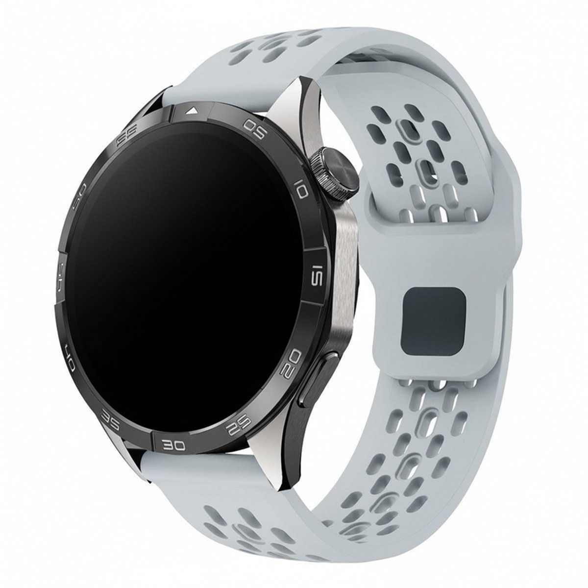 Siliconen bandje - geschikt voor Garmin Venu (2 Plus) / Venu SQ (2) / Vivomove (Style - Sport) / Vivoactive 3 / 5 / 6 / Forerunner 55 / 165 / 245 / 645 / 570 - 42mm - gaatjes - grijs