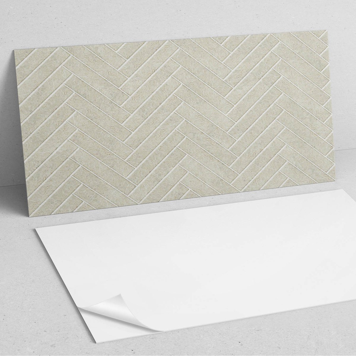 Coloray Wandpanelen Zelfklevend - Visgraatpatroon PVC Wandpanelen - 120 cm x 60 cm - Romig