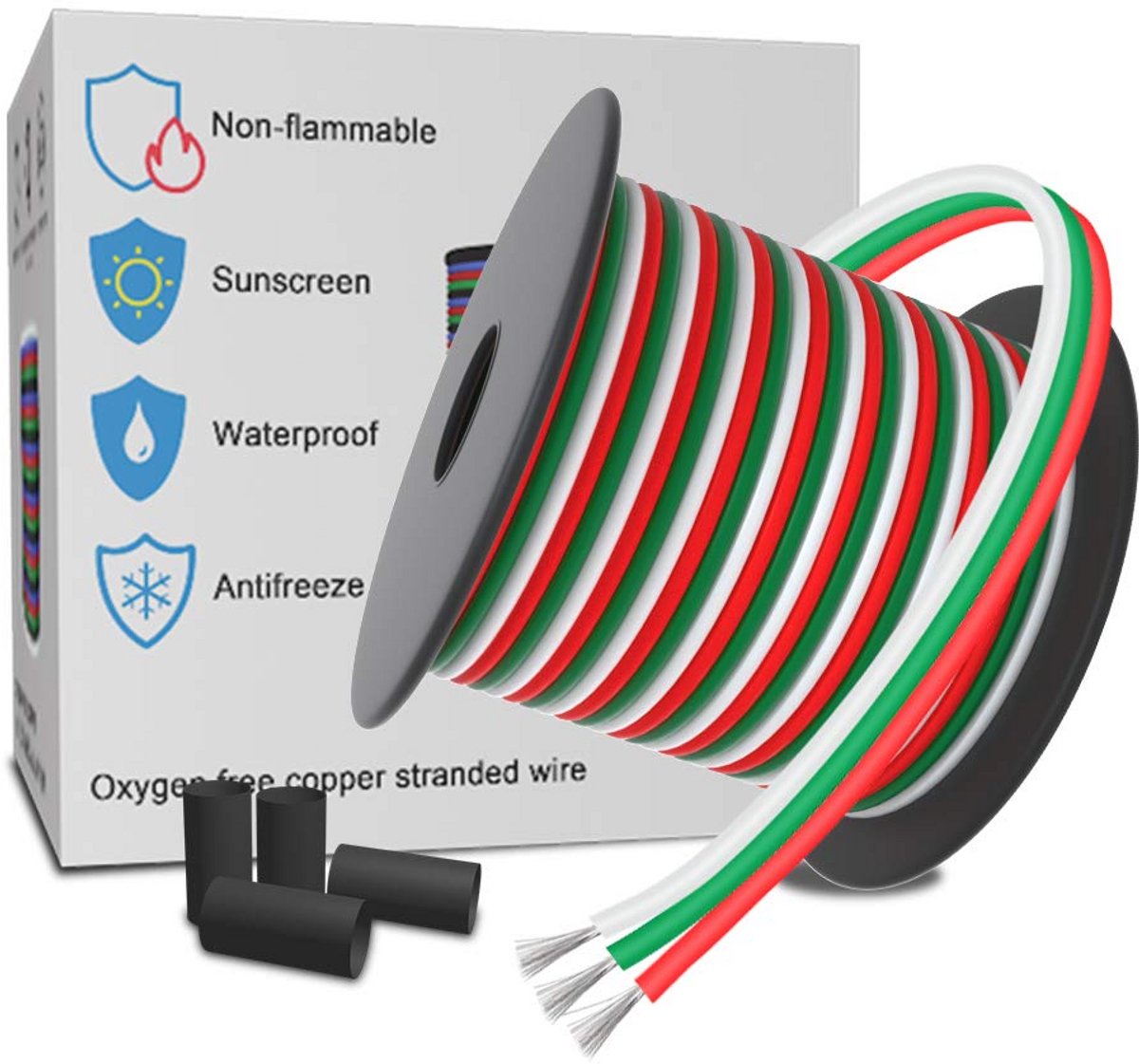 3-polige verlengkabel 10 meter voor RGB ledstrip - 22 AWG - Vertind koper