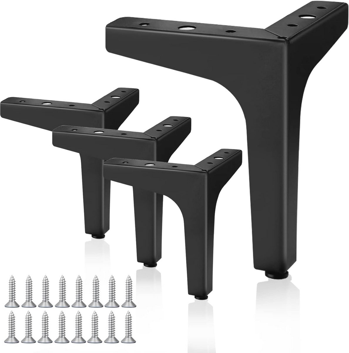 Metalen Driehoekige Meubelpoten - Zwart, 13 cm, Set van 4