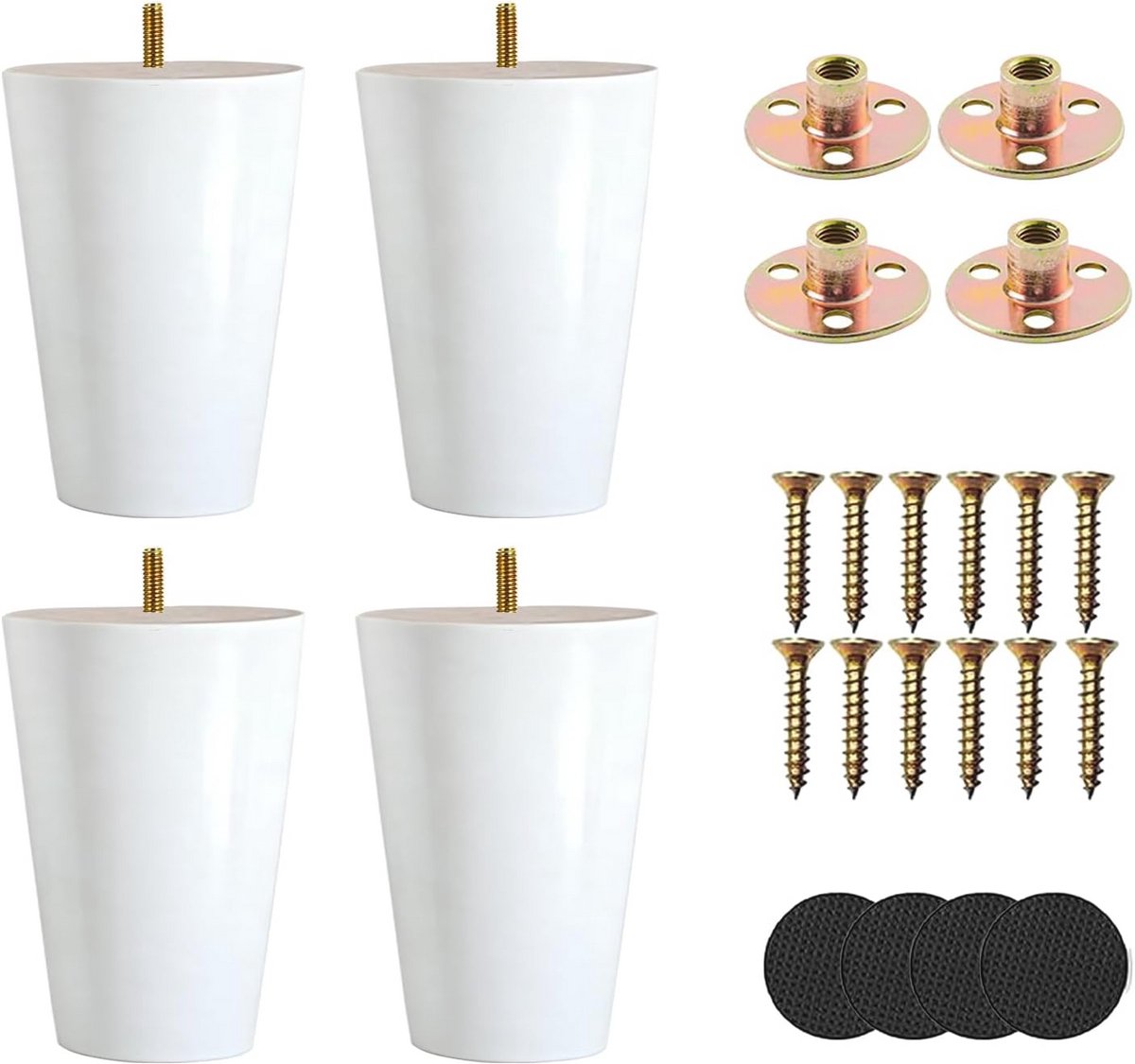 Meubelpoten van Eikenhout - Set van 4, Zwart, 20 cm - Voor Banken, Tafels en Kasten