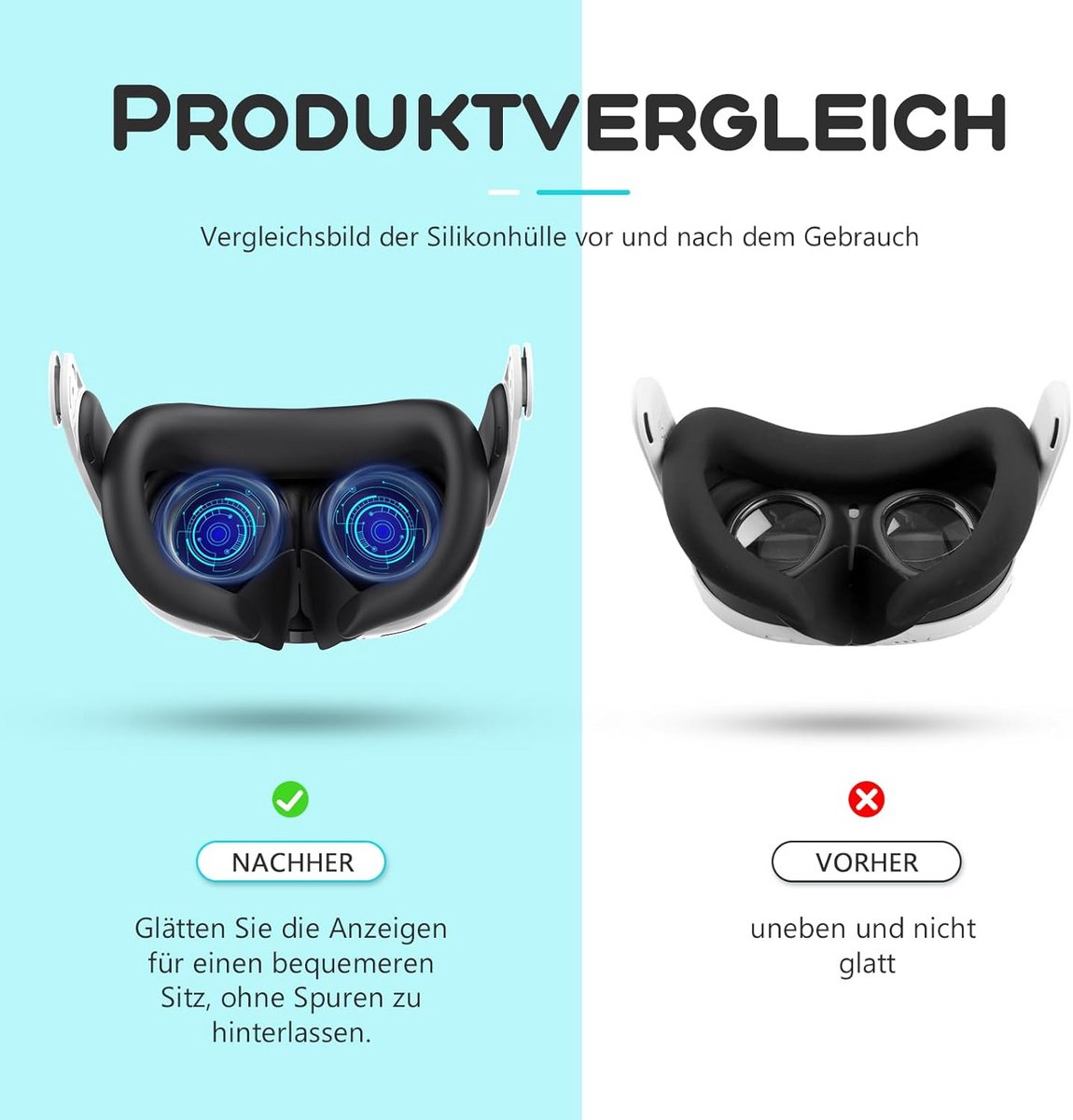 Siliconen Oogmasker voor VR, Zweetbestendig en Lichtdicht, Comfortabel VR-accessoire voor Meta Quest 3 (Zwart) thumbnail 5