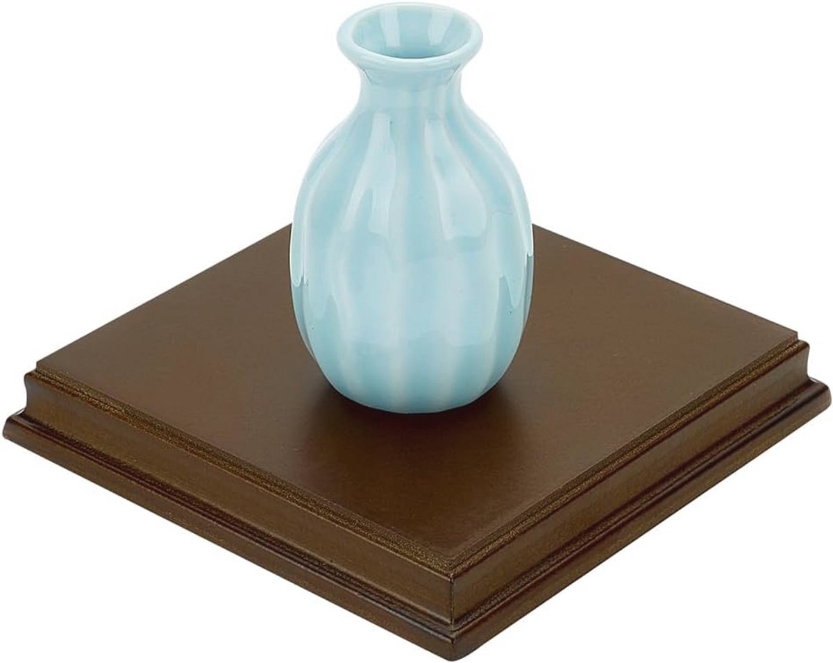 Vierkante houten standaard voor edelstenen en sieraden - 12,6 x 12,6 x 1,8 cm - MDF met Ogee Edge