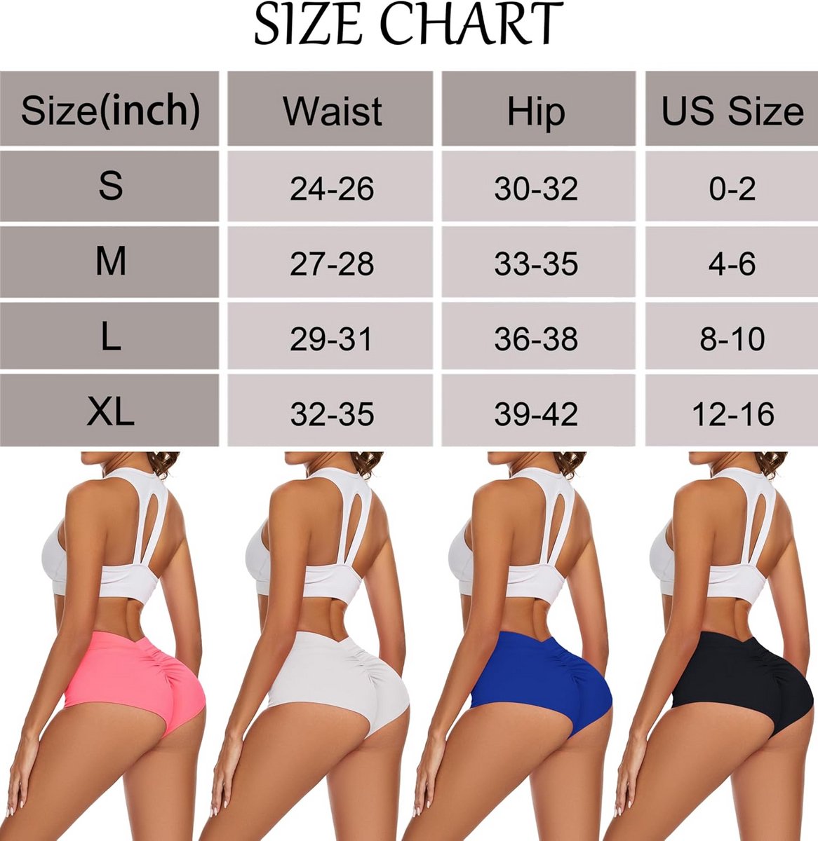 Hoge Taille Booty Shorts voor Dames - V-Rug en Billenliftend Effect