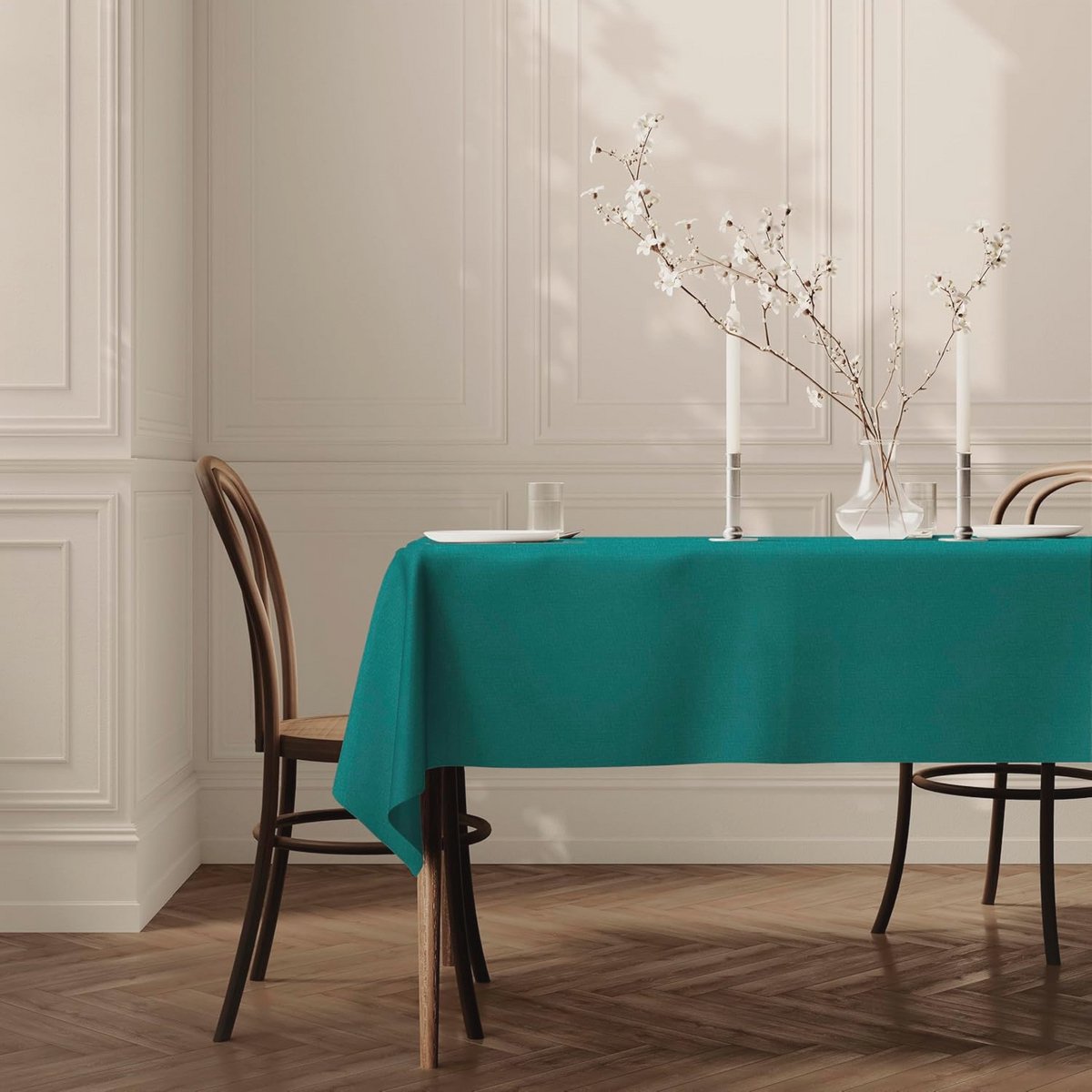 Onderhoudsvriendelijk rechthoekig tafelkleed 140 x 200 cm - Effen blauw/groen