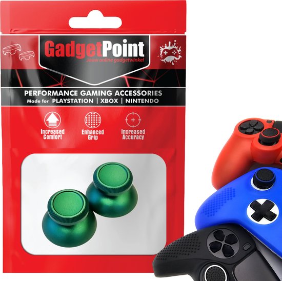 Gadgetpoint - Thumb Grips voor PlayStation, PS5, Xbox X/S, One & Switch Pro Controller - Gaming Thumbgrips - Performance Anti-Slip Thumbsticks - Bescherming Accessoires - Glimmend - Groen