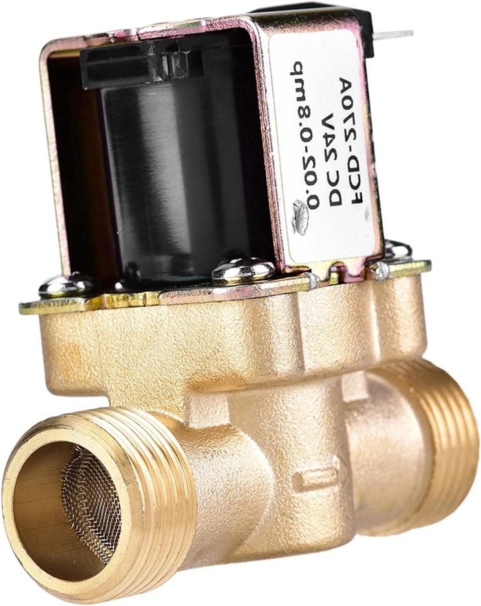 Allecta - Messing elektrische magneetventiel DC 24V waterklep voor waterregeling met magneetventiel normaal gesloten.