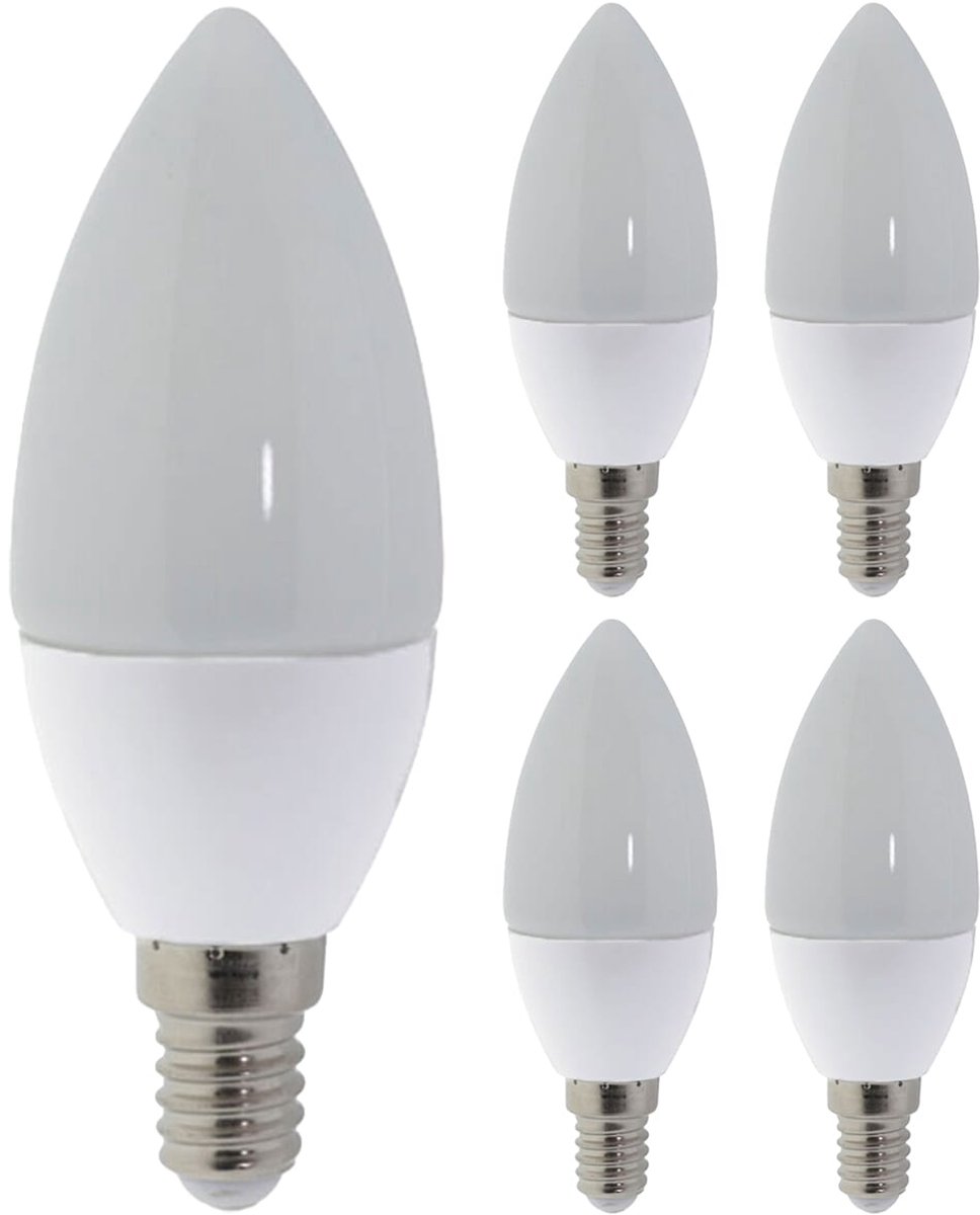 Optonica LED Lamp E14 - 6W (vervangt 50W) - 480lm - 4500K Neutraal Wit - 230V - Dimbaar - Energiezuinig - 5 stuks