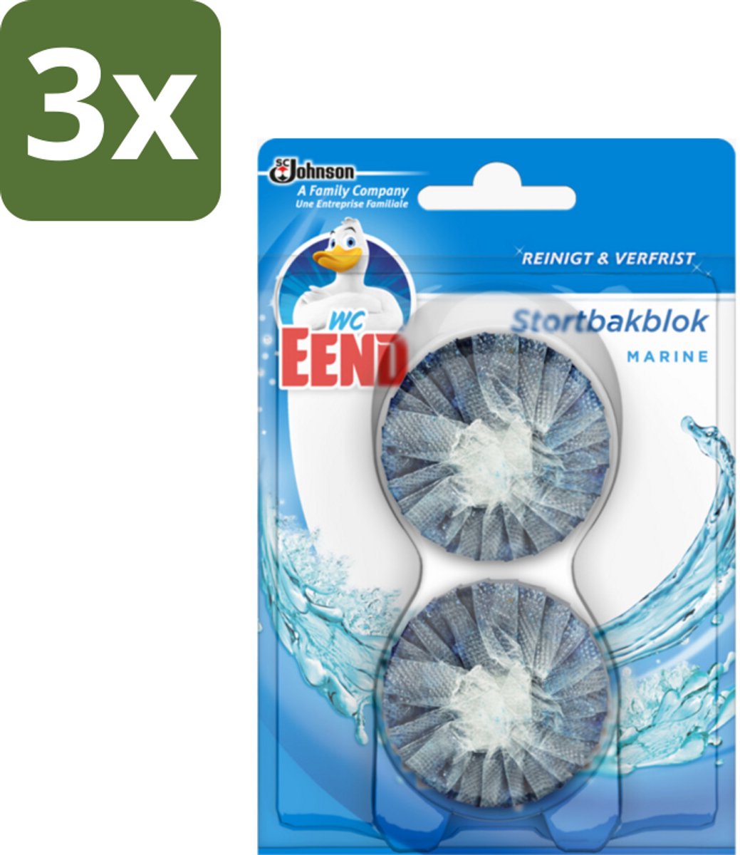 WC Eend - Duo Stortbakblok - Reinigt & Verfrist bij Elke Spoeling - 2 Blokken - Bulkverpakking - 3 stuks