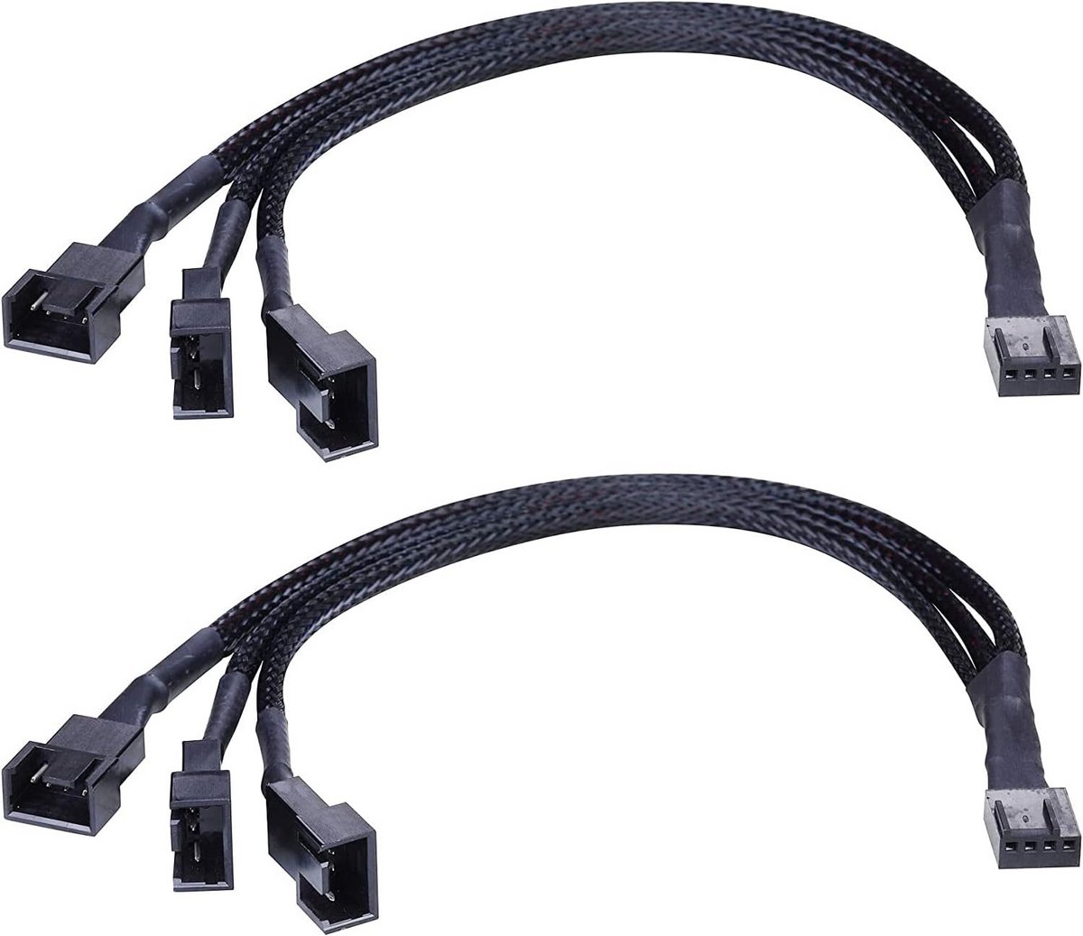 PWM Ventilator Splitter Kabel 4 Pin 1 naar 3 voor PC Koeling - 2 Stuks