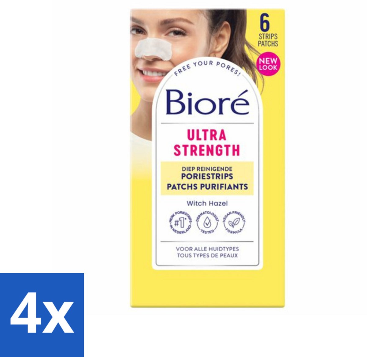 Bioré – Ultra Diep Reinigende Poriestrips – Poriestrips – 6 strips - Voordeelverpakking - 4 stuks