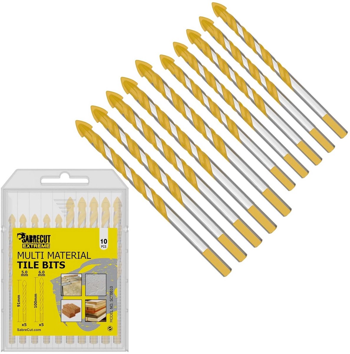 Multimateriaal Tegelboren Set - 10 Stuks voor Keramiek, Graniet, Marmer en Porselein