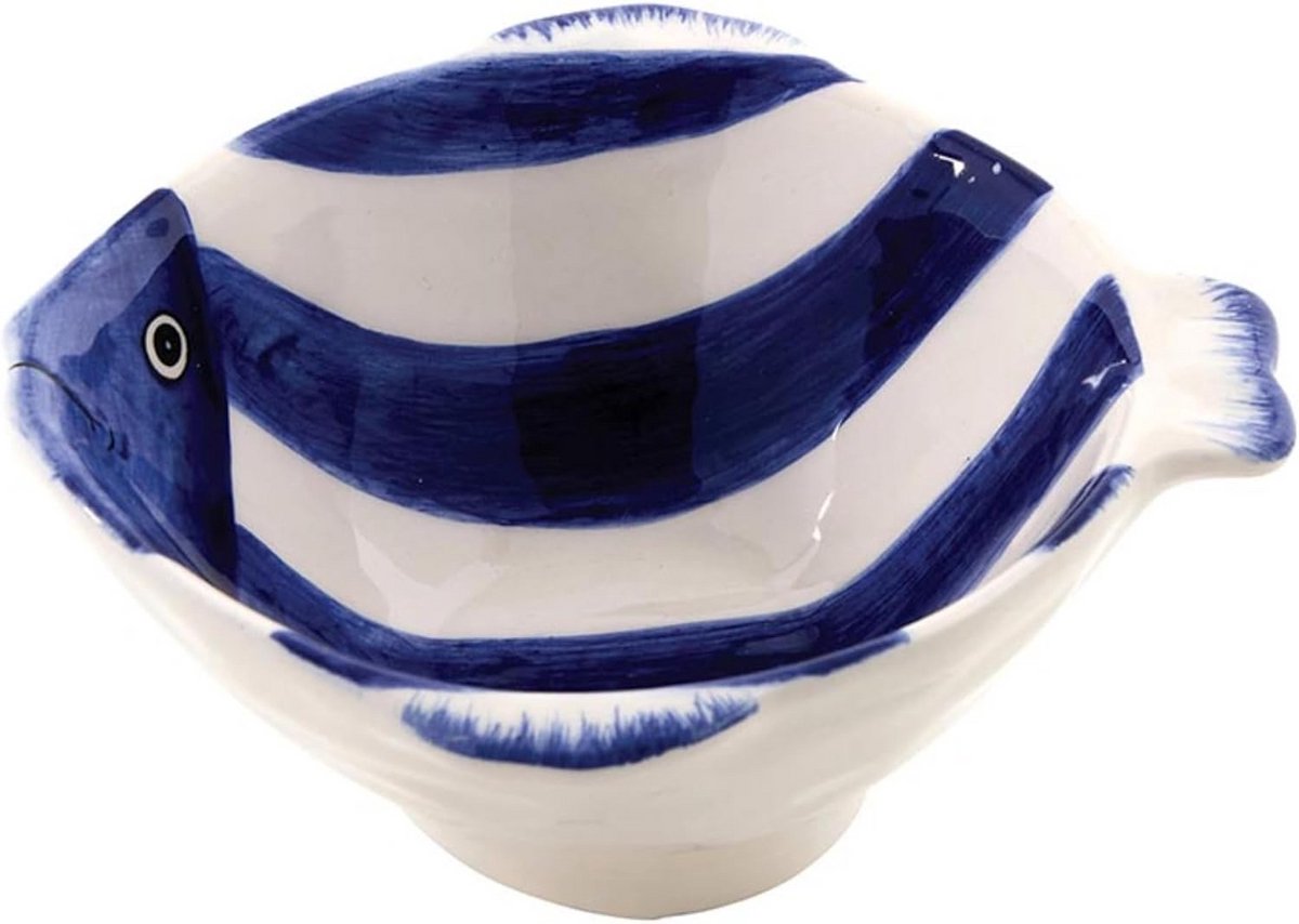 Keramische Serveerschaal Visvormig Bord Blauw-Wit voor Hapjes en Snacks