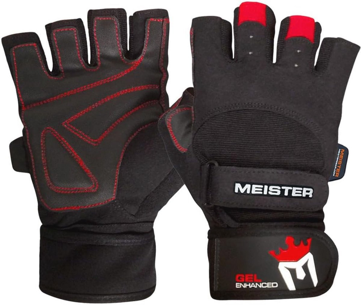 Gewichthefhandschoenen met Gelvulling - Zwart/Rood - X-Large