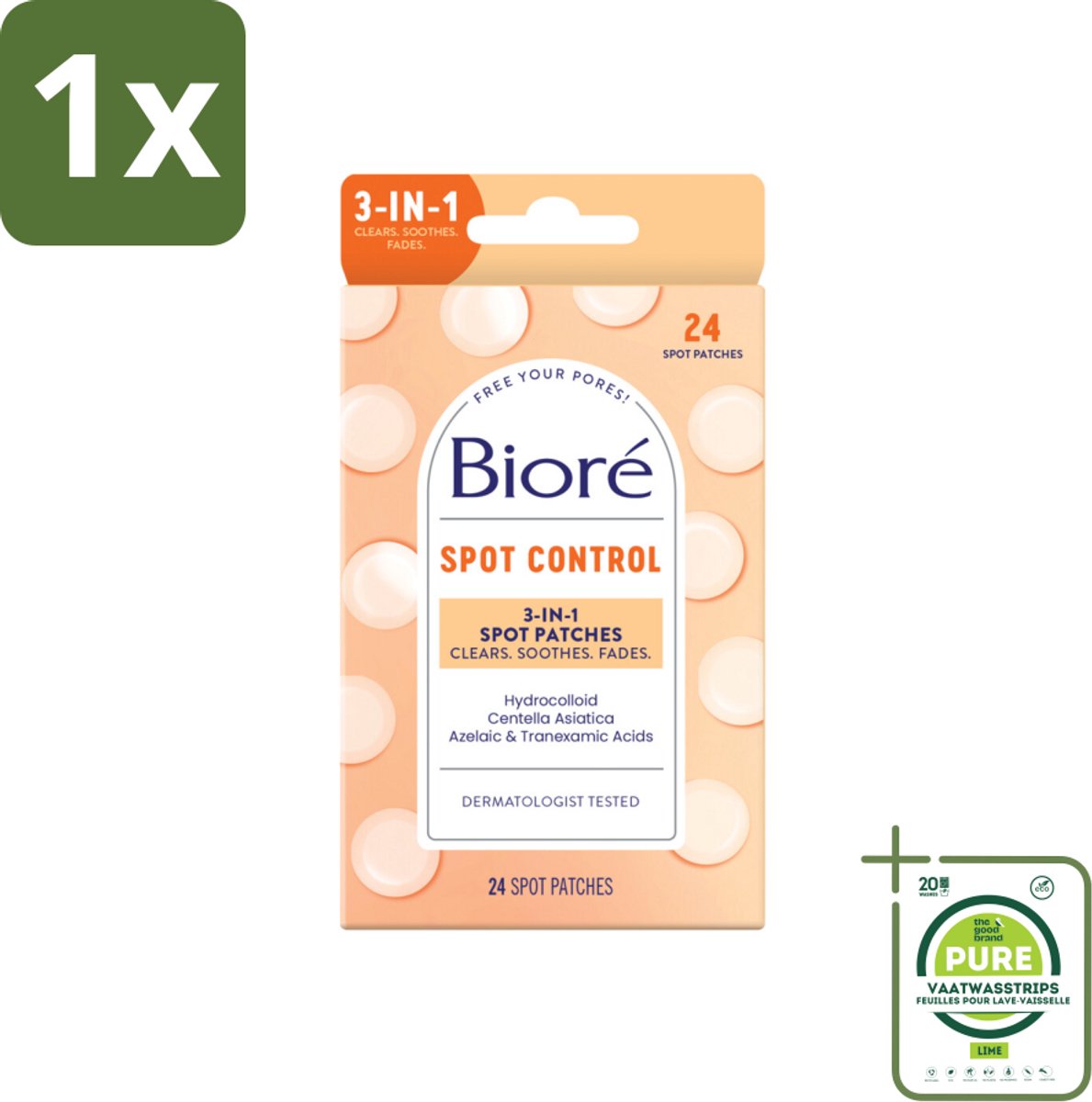 1 x Bioré – Spot Control 3-in-1 Patches – Puistjespatches – 24 patches - Puistjespatches - Huidverzorging - Puistjes Behandelen - Hydrocolloïde Pleisters - Zuivere Huid