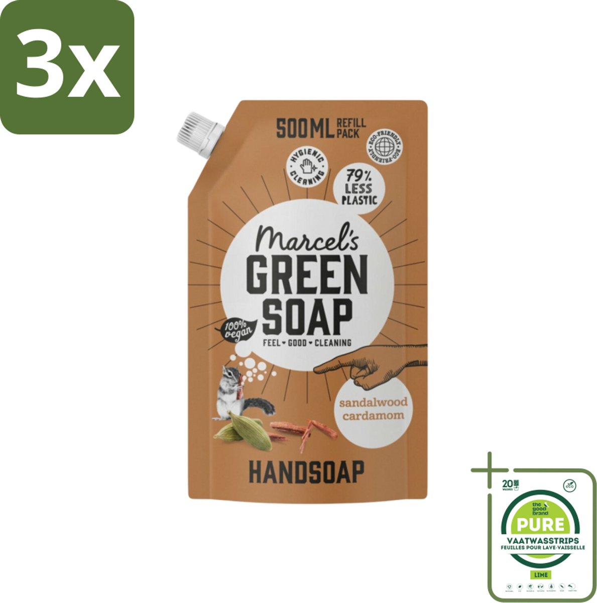 3 x Marcel’s Green Soap – Allesreiniger Navulling – Sandelhout & Kardemom – 500 ml - Grootverpakking - Handzeep Navulling - Sandelhout En Kardemom - Natuurlijke Handzeep - Biologische Handzeep - Duurzame Handzeep