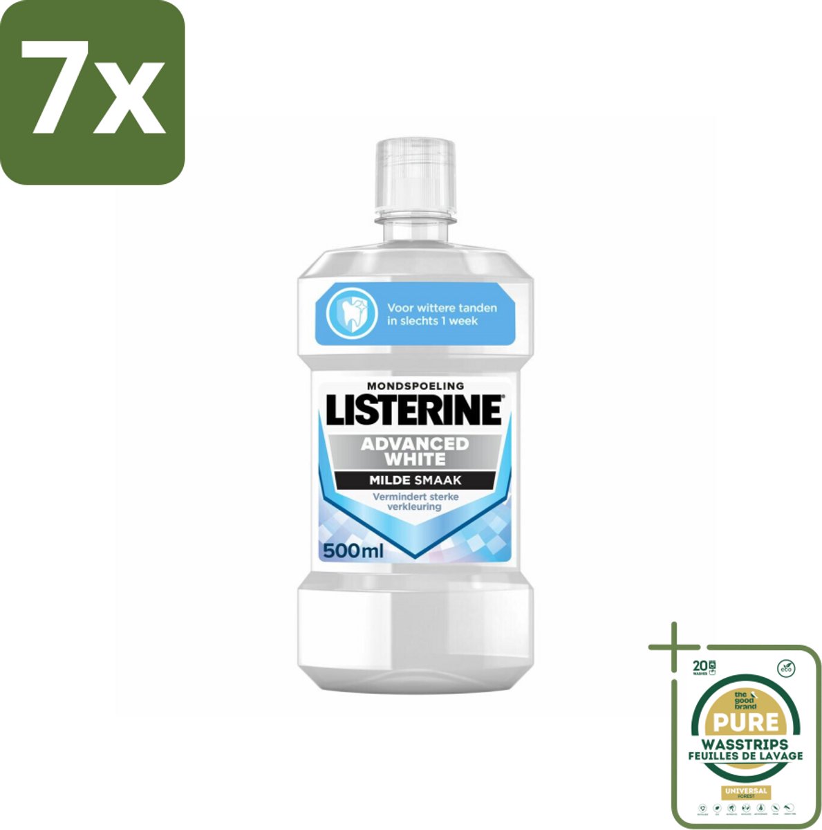 7 x Listerine – Mondwater – Advanced White – Mild – 500 ml - Grootverpakking - Koffiezetapparaat