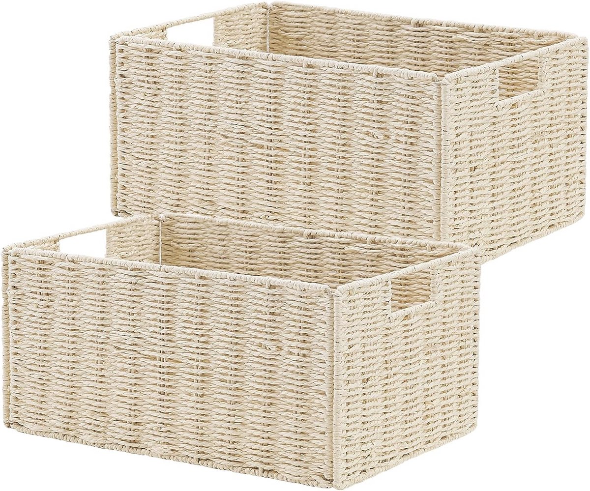 Set van 2 handgeweven rieten opbergmanden voor optimale organisatie