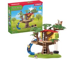schleich FARM WORLD - Schleich Adventure Tree House Playset, 60-Piece Treehouse by Schleich FARM WORLD with Car Tire Swing, 2 Child Figures and Animal Figures, Schleich Animals for Children from 3