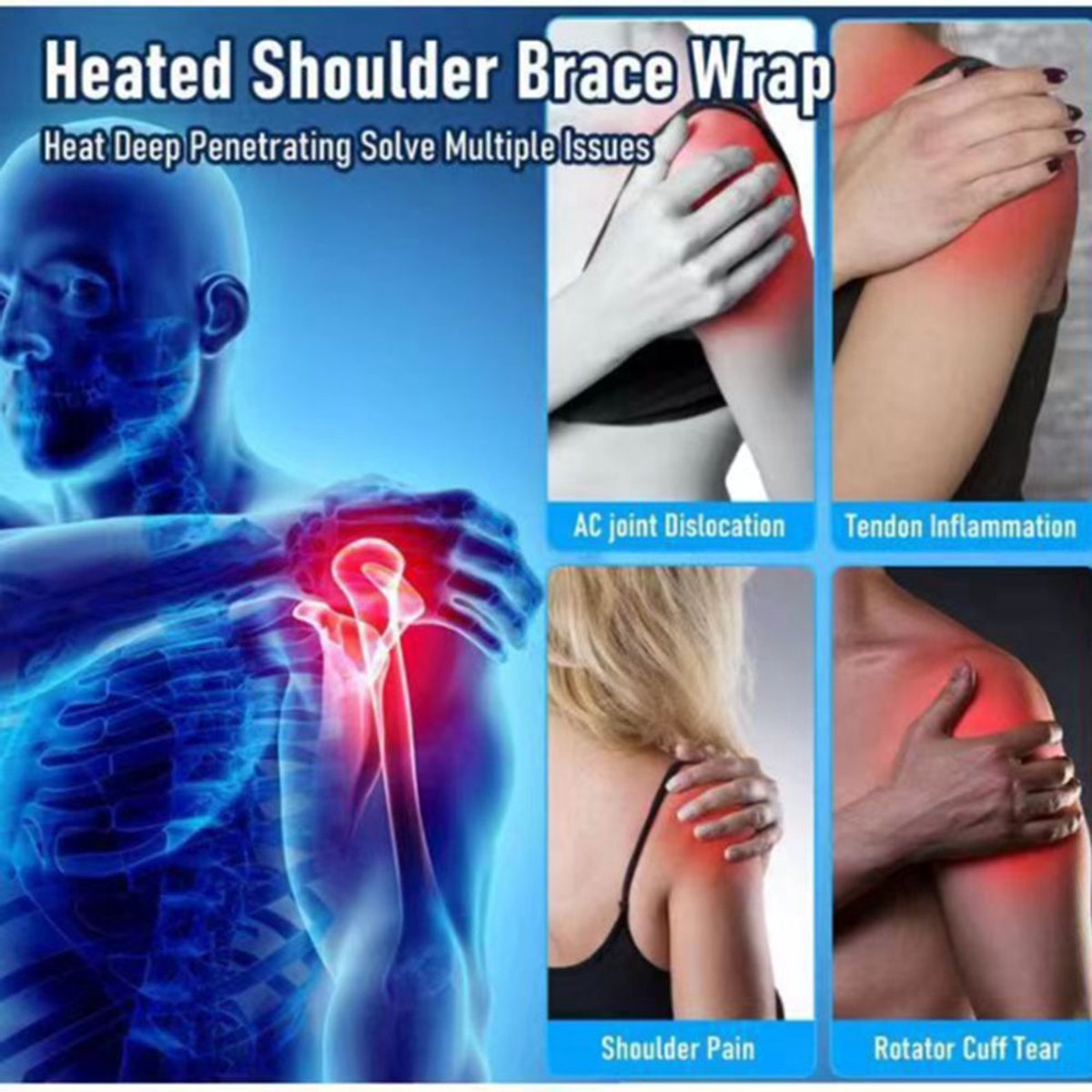 Elektrische Draadloze Massagemat voor Schouders - Warm en - afbeelding 3