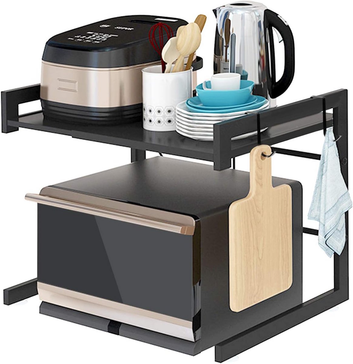 Uitschuifbaar Magnetronrek - Metalen Oven- en Broodroosterplank met 4 Haken