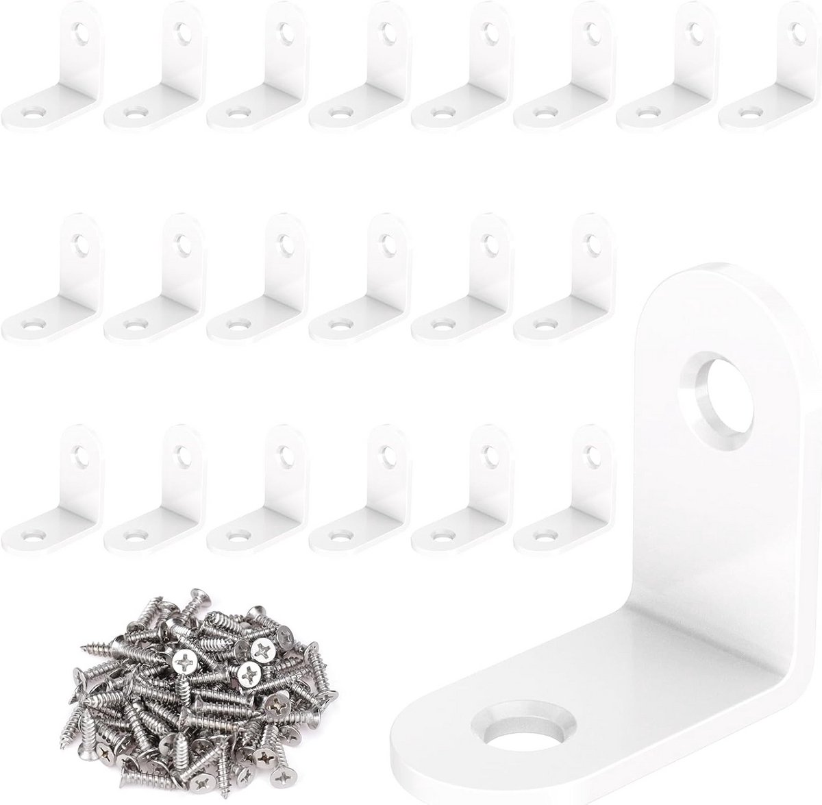 Hoekverbinders 20 stuks - L-vormig, roestvrij staal, 90 graden, 30 x 30 mm voor meubelmontage