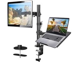 PromoHome Monitorarm met Laptoplade – Verstelbare Bureauhouder voor Schermen tot 32 Inch