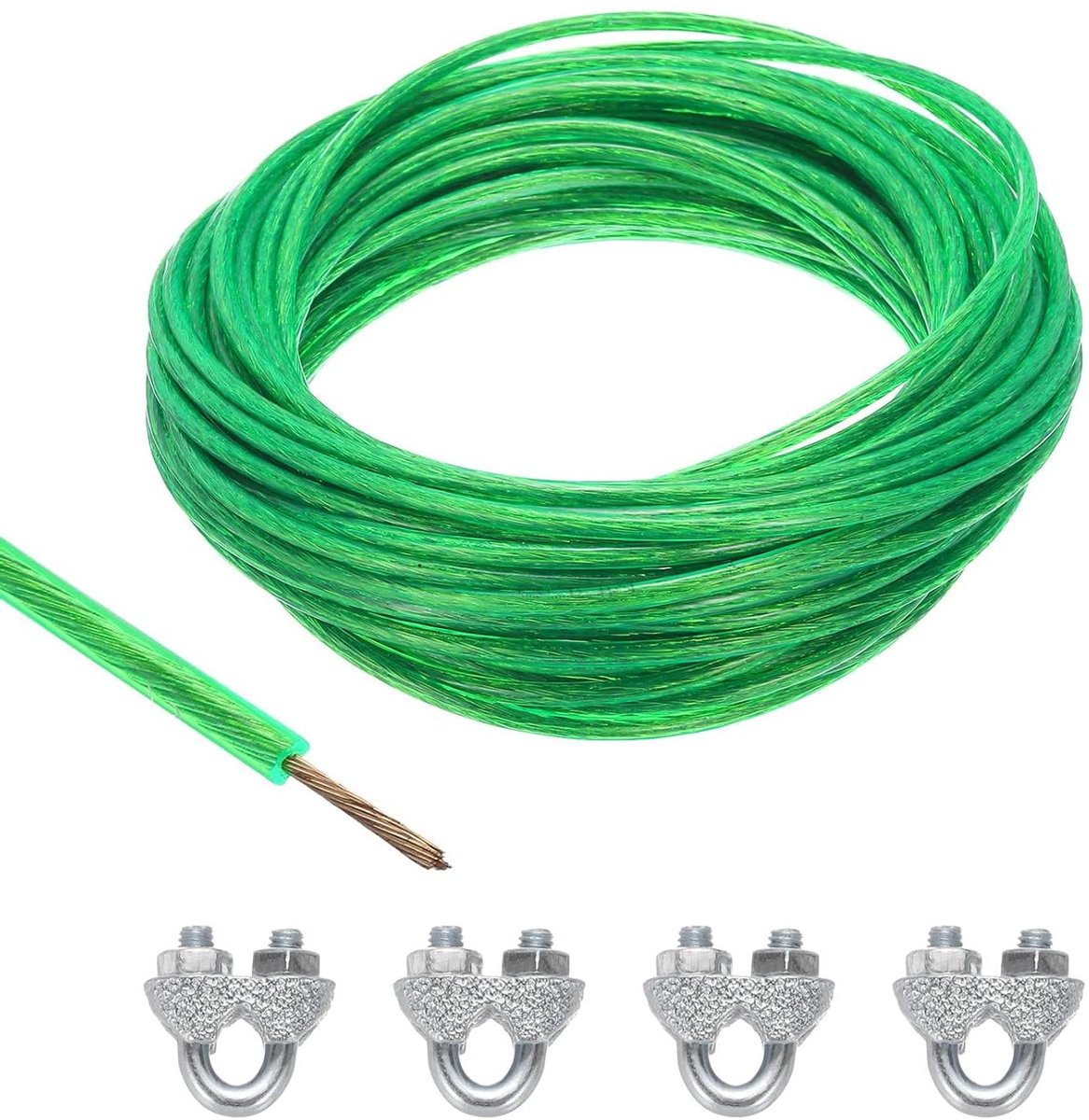 Allecta - Groene vinyl-gecoate staalkabel voor tuindraad ophangen 15m.