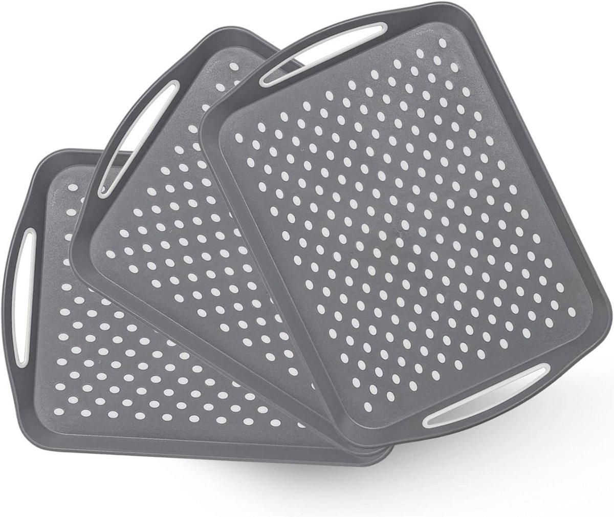 Antislip Dienbladen met Handgrepen - 3 Stuks XL Rechthoekig Voedseldienblad