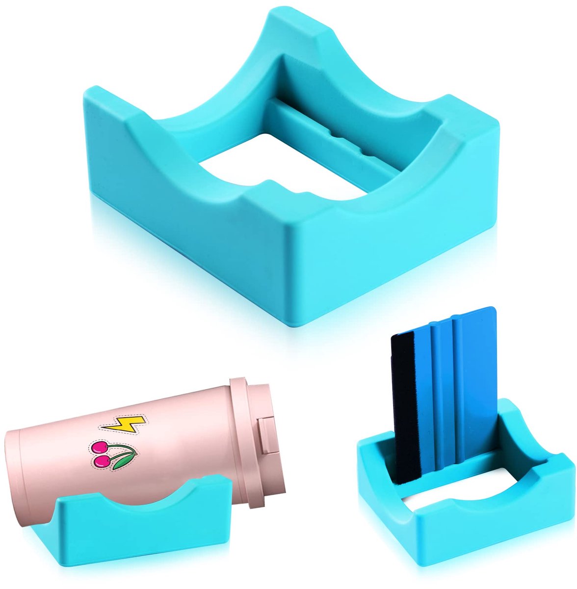 Vinyl sticker applicator voor bekers - silicone cup holder met vilt randschraper - siliconen bekerhouder - geïsoleerde mokhouder - antislip glazen bekerhouder -eénhandig plakken voor mokken & flessen - DIY accessoire-groente