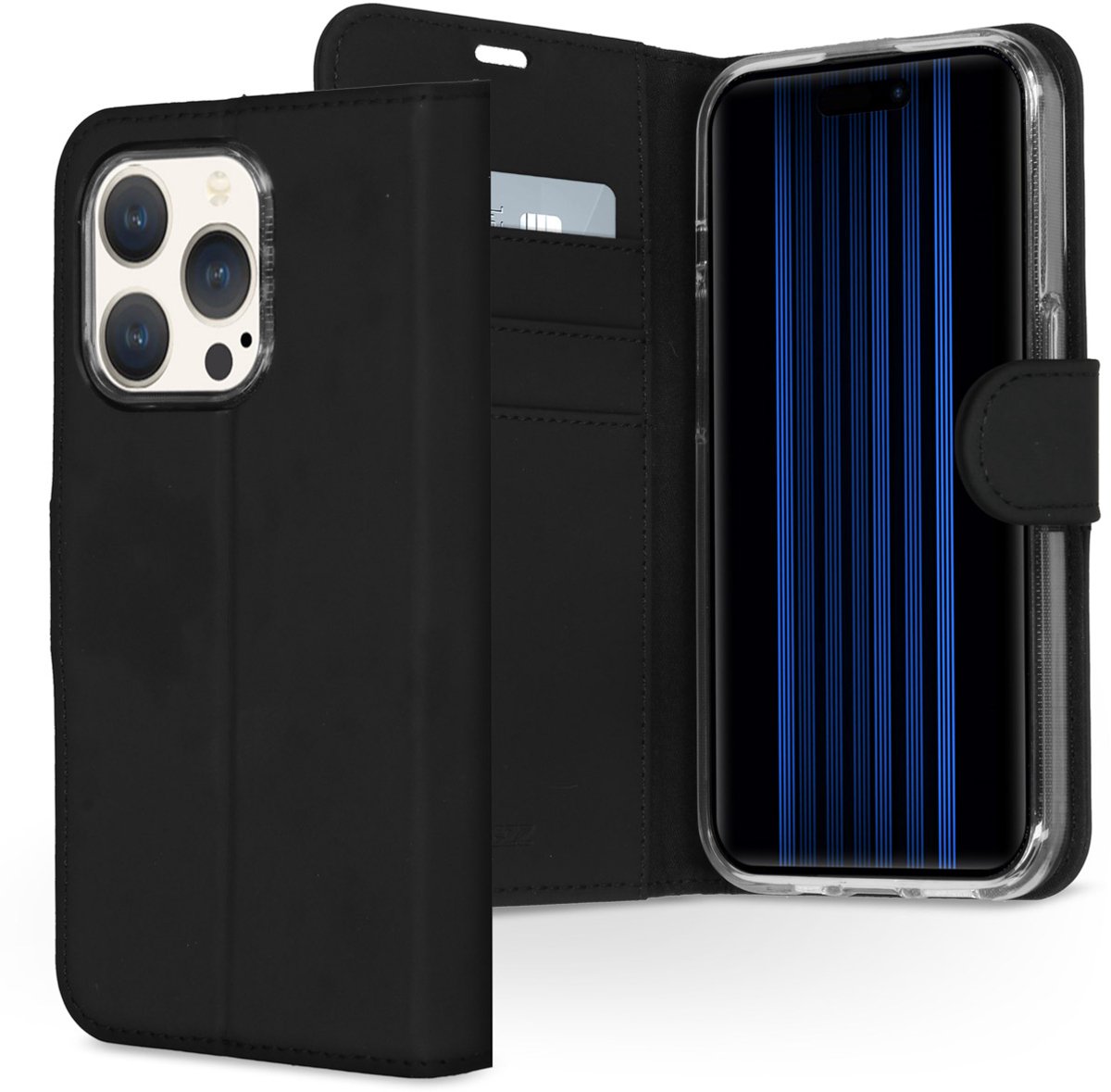 Accezz Hoesje Geschikt voor iPhone 15 Pro Hoesje Met Pasjeshouder - Accezz Wallet Softcase Bookcase - Zwart