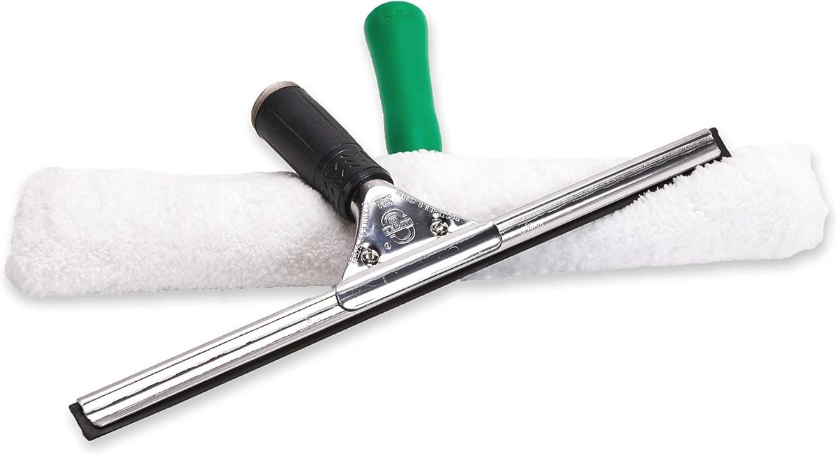 UNGER PRO Window Cleaning Starter Set 2in1 (incl. Window Wiper + Sprayer, for Professional Window Cleaning/Glass Cleaning, Stripeless Windows) AKG10