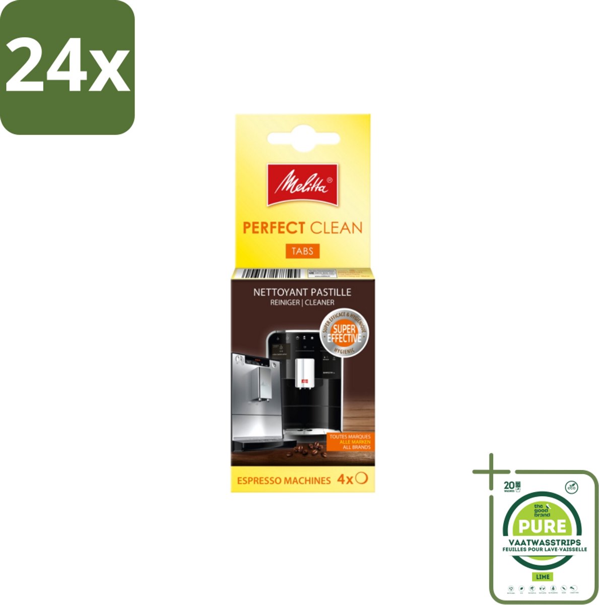 Melitta - Perfect Clean – Reinigingstabletten – Voor volautomatische espressomachines – 4 tabletten - Voordeelverpakking - 24 stuks - Reinigingstabletten - Koffieautomaten