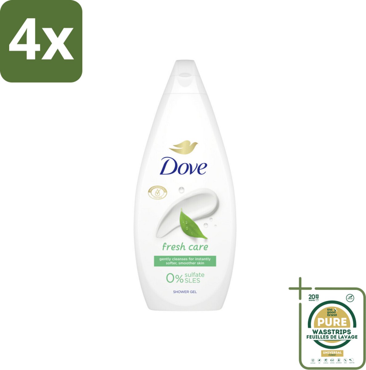 Dove Douchecrème - Fresh Care - 720 ml - Voordeelverpakking - 4 stuks - Hydratatie - Zachte huid