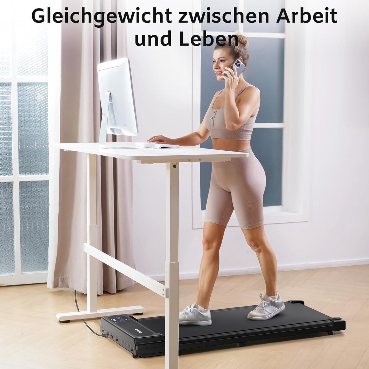 Treadmill 2-in-1 Walking Pad met Afstandsbediening – 2.5 HP – 1-6 km/u – Stil & Compact Loopband voor Thuis en Kantoor – LED Display – Onder-Bureau Walking Machine – Altameubel