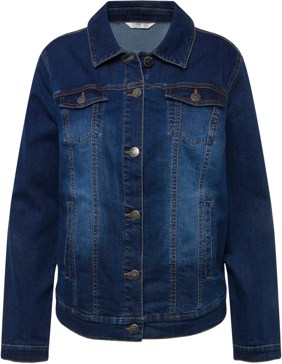 Angel of Style - Dames - Denim jas Frieda waseffecten overhemdkraag lange mouwen - Blue stone - Maat 56