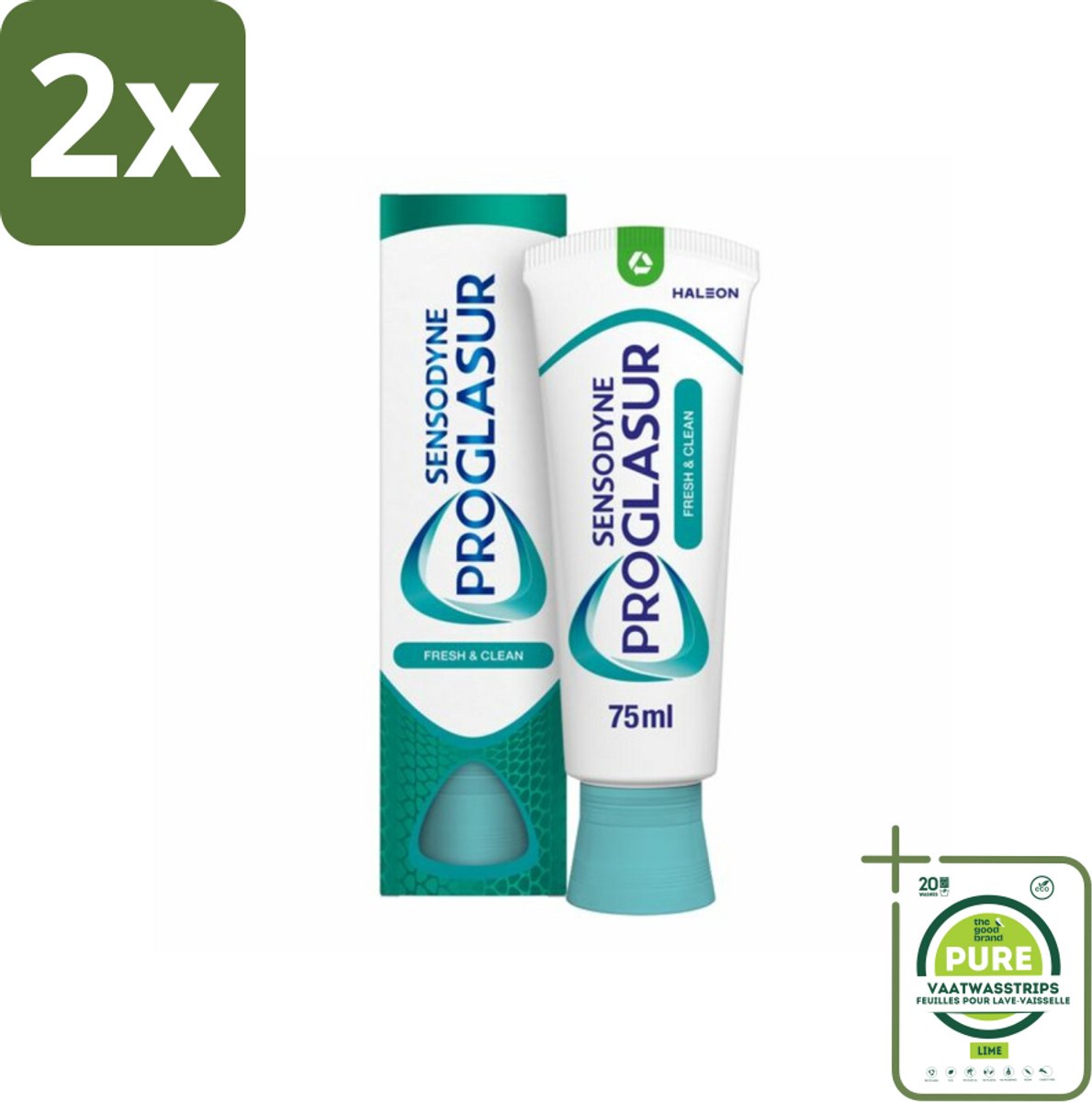 Sensodyne - Tandpasta - Proglasur Fresh & Clean - Frisse Mond - 75 ml - Voordeelverpakking - 2 stuks - Tandpasta - Glazuur bescherming