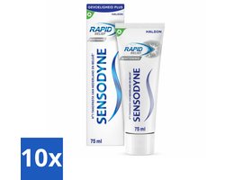 10 x Sensodyne - Tandpasta - Rapid Relief Whitening - Snelle Gevoeligheidsverlichting - 75 ml - Gevoelige Tanden - Snelle Verlichting - Tandpasta - Witte Tanden - Gevoeligheid Verlichting