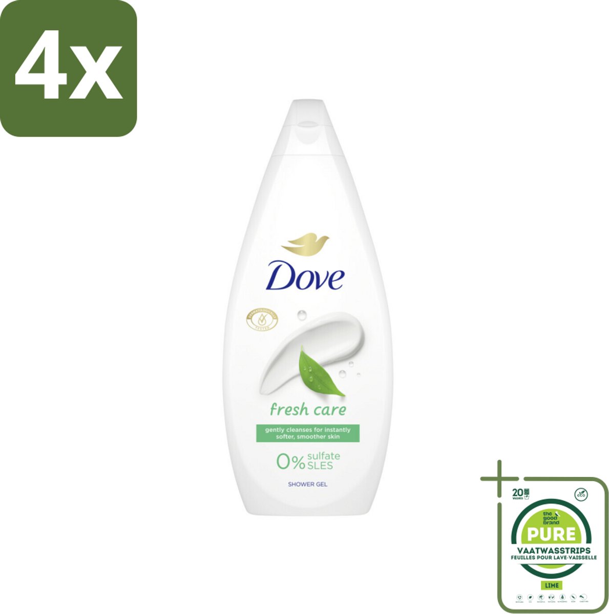 Dove Douchecrème - Fresh Care - 720 ml - Voordeelverpakking - 4 stuks - Douchecrème - Dove