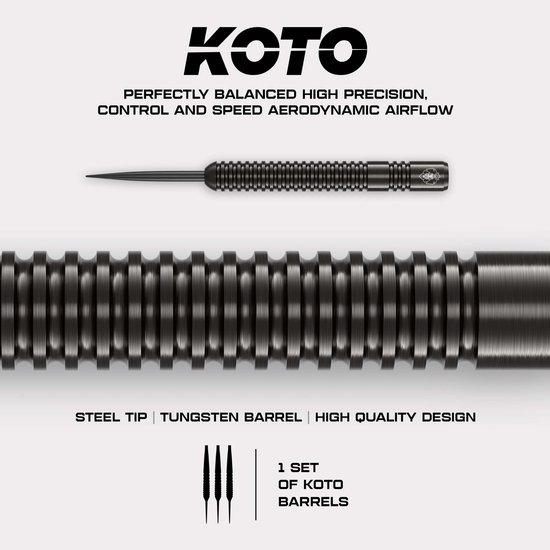 KOTO - Sting Black Straight - 90% Tungsten - Dartpijlen - 24 Gram - Zwart - Steeldarts van Merkloos — afbeelding 2