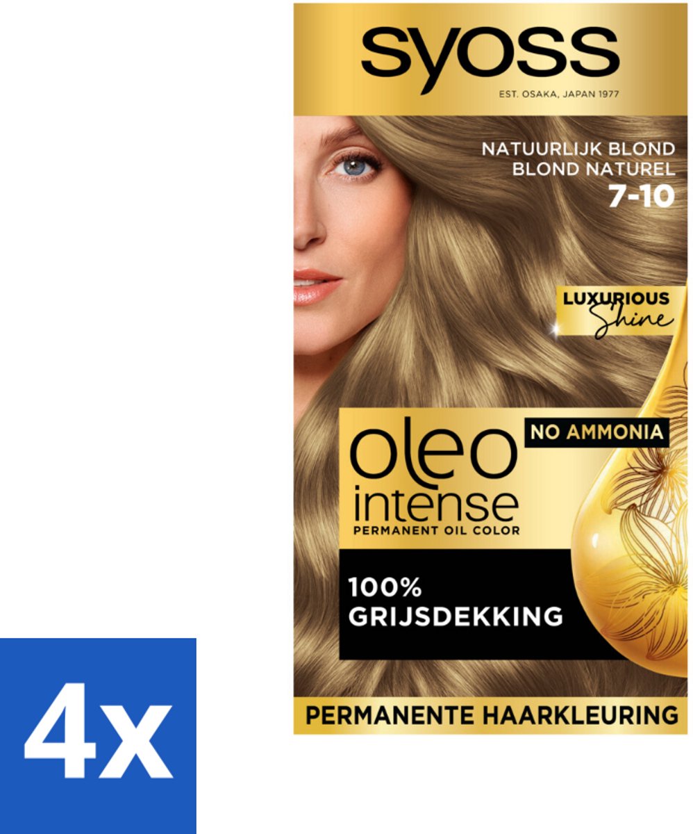 Syoss Oleo Intense - Haarverf - 7-10 - Natuurlijk Blond - 115ml x 4
