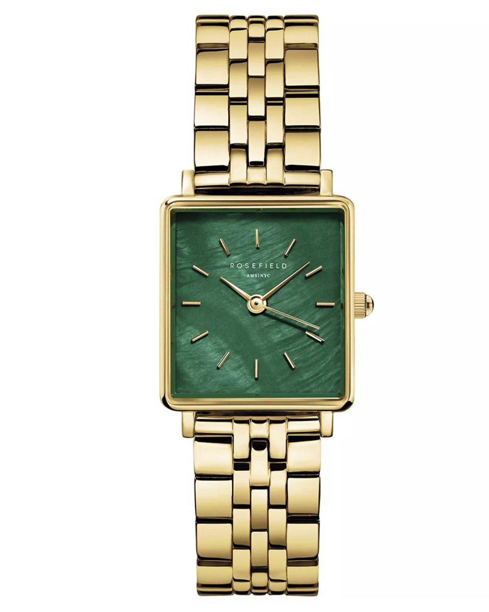 Rosefield BEGSG-Q050 - Boxy XS - Emerald Gold - Horloge