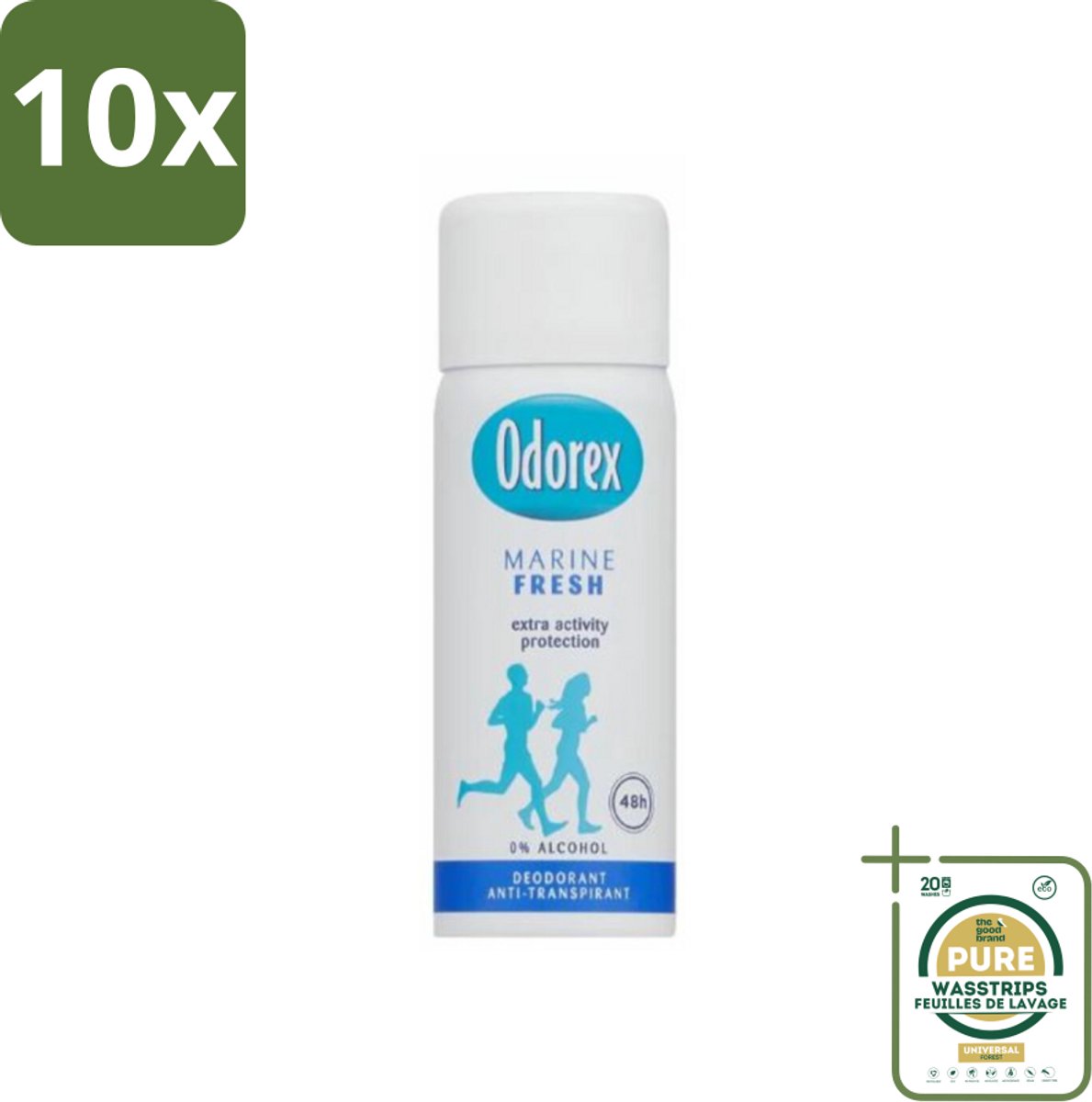 10 x Odorex - Deodorant Spray - Mini Marine Fresh - Fris & Compact - 50 ml - Grootverpakking - Deodorant Spray - Marine Fresh - Anti-Geur - Anti-Zweet - Compact Deodorant