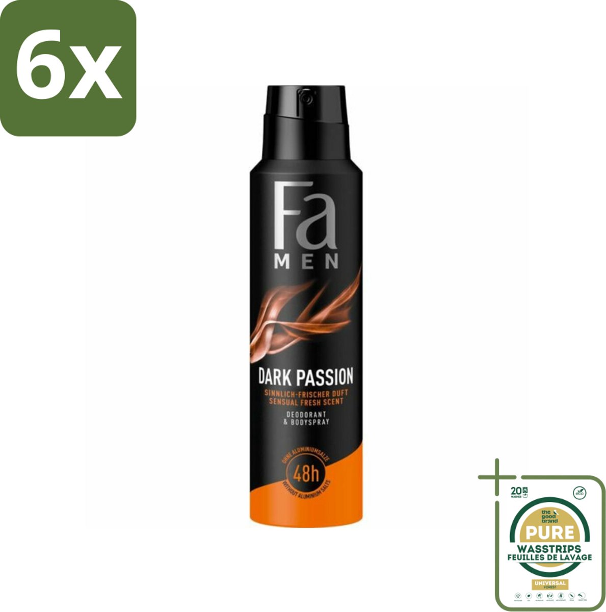Fa – Deodorant Spray – Men Dark Passion – 150 ml - Voordeelverpakking - 6 stuks - Zweetbescherming - Geur tegen zweet