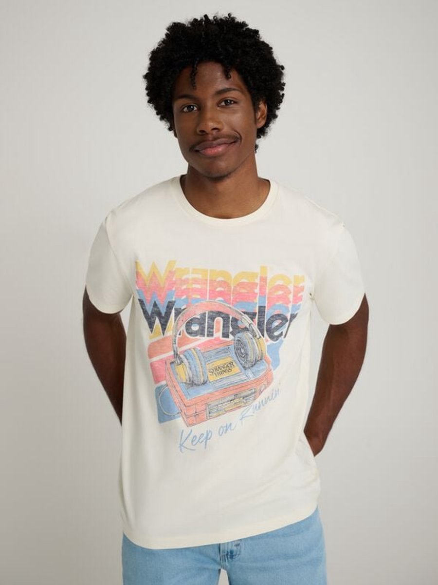 Wrangler Stranger Things Keep On Runnin Tee Marshmallow Heren T-shirt – S Wit