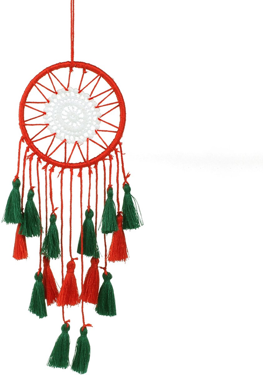 Kerstdromenvanger windgong hanger, kleine dromenvanger handgemaakt geweven decoratief cadeau