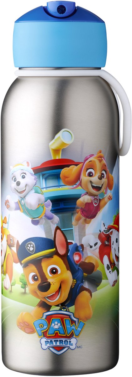 Mepal isoleerfles flip-up Campus – 350 ml – 12 uur koud / 9 uur warm – Drinkfles met rietje voor kinderen – Paw Patrol Pups
